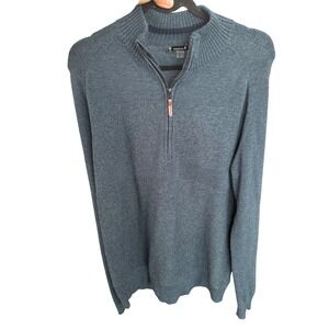 Smartwool Mens XL Merino Wool Blend Quarter Zip Sweater Teal Blue Knit Pullover